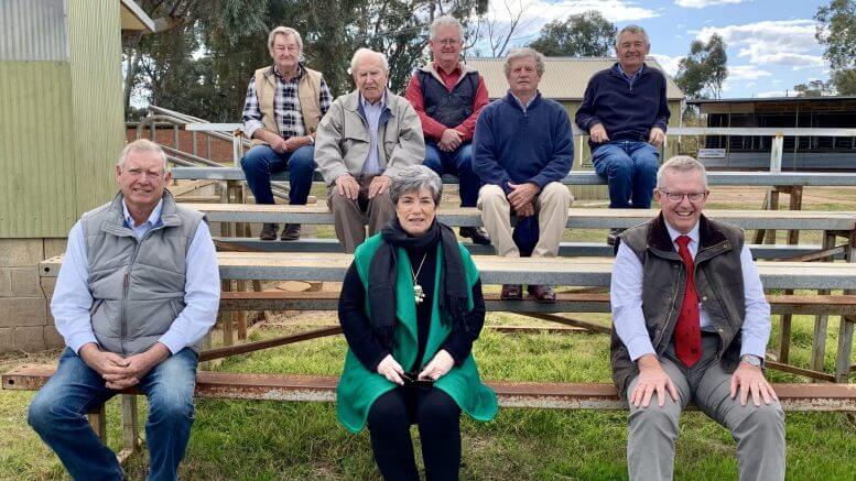 Member for Parkes Mark Coulton (front, right) with Condobolin P A H & I President Jeff Kirk and Secretary Carol-Ann Malouf OAM (front), along with members Noel Donnelly and Tony Mooney (middle), and Len Krebs, Graham McDonald and David McDonald (back) – the Condobolin Show is one of numerous ag shows across the Parkes electorate which have received funding under the Supporting Agricultural Shows and Field Days program. Image Credit: Melissa Blewitt.