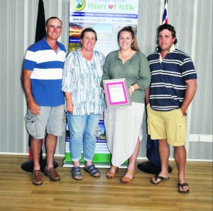 Paul Sinderberry, Sarah Wrigley, Lachlan Shire Young Citizen of the Year recipient Emily Sinderberry and Brett Stockman. Image Credit: Melissa Blewitt.