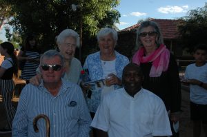 Biddy Brady, Kay McCumstie, Pauline Wrigley, Paddy McCumstie and Father Vincent Kamba.