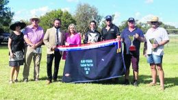 Nevada Sunrise won the $10,000 Inland Petroleum Condobolin Picnic Cup on Saturday, 20 February. The trophy was presented to Nevada Sunrise’s connections after the race. Image Credit: Inland Petroleum Facebook Page.