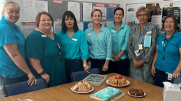 The team at Tottenham Multi Purpose Hospital, who are part of Western NSW Local Health District, held a special morning tea to support ovarian cancer awareness recently. Image Credit: Western NSW Local Health District Facebook Page.