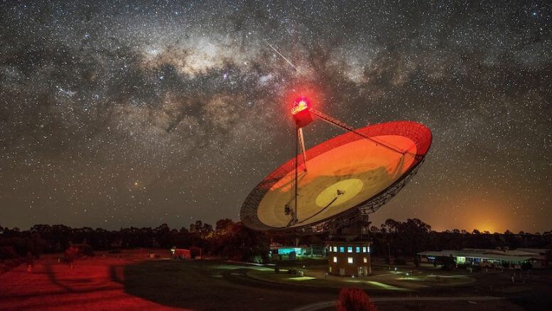 CSIRO's Parkes telescope against the Milky Way