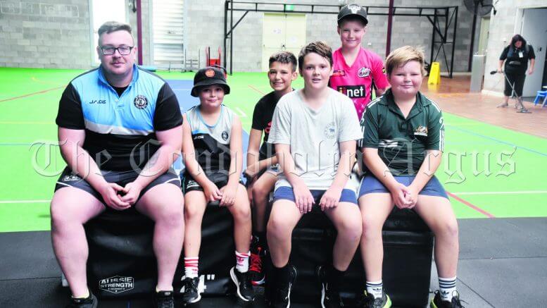Trainer Damian Bell with Hudson Taylor, Ryley Smith, Angus Chamen, Kye Kendall and Miller Taylor, who all participated in the Teens Classes at Willow Bend Sports Centre 2877 during the recent School Holidays. Image Credit: Melissa Blewitt.