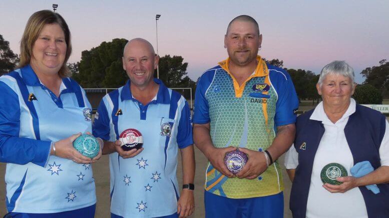 Fiona Hartwig, Tony Parkes (winners) West Wyalong S and C. Dave Carter, Pauleen Dimos (runners-up) Condo Sports. Image Contributed.