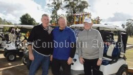 Greg Moncrieff, Docky Rodgers and Jim Clyburn played in the Memorial Golf Day at Condobolin recently. Image Credit: Kathy Parnaby.