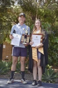 Riley Keen  was named  Sportsman of the Year and Caitline Keen  collected Sportswoman of the Year at the Condobolin High School Year 12 Graduation Assembly recently. Image Credit: Melissa Blewitt.