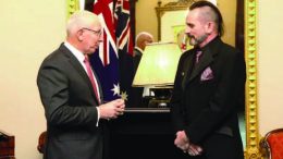 Australian Governor-General David Hurley presents Andrew Black with a 2019 Clarke Silver Medal.