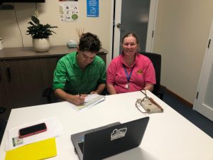Jesse Pawsey with his Mum Debbie Grogan whilst completing the process of beginning a School Based Apprenticeship with O’Connors. Image Credit: Condobolin High School Facebook Page.