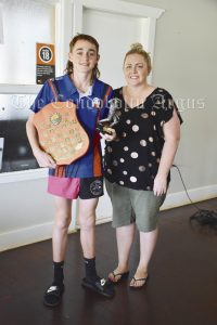 Nate Vincent was named Under 12s Cricketer of the Year. He also scored the most runs, took the most wickets and catches for the Colts. He is pictured with Alese Keen. Image Credit: Melissa Blewitt.