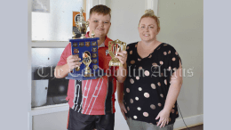 Miller Taylor was named Sportsperson of the Year. He also took the most catches, made the most runs and was named Player of the Grand Final for the Gilgais. He is pictured with Alese Keen. Image Credit: Melissa Blewitt.