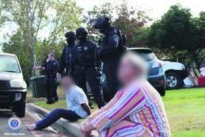 Police made arrests of three people at Hillston over alleged drug and rural crime offences. Image Credit: NSW Police Force.