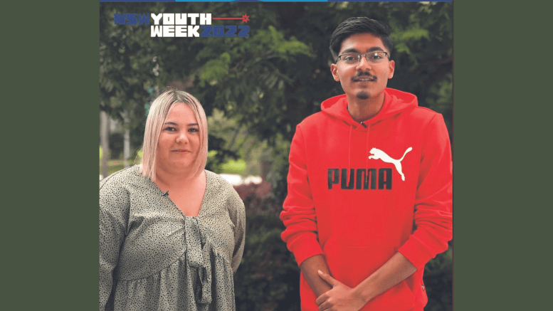 Katy MJ Quinn and Shahim Shabbir from Mount Druitt during the 2022 Youth Week promotion video.