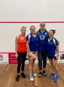 Stevie Pawsey, Vickie Tyson, Lisa McFadyen and Colleen Campbell represented the Condobolin Squash Club at the Dave Fuller Intertown Teams tournament. Image Contrbuted.