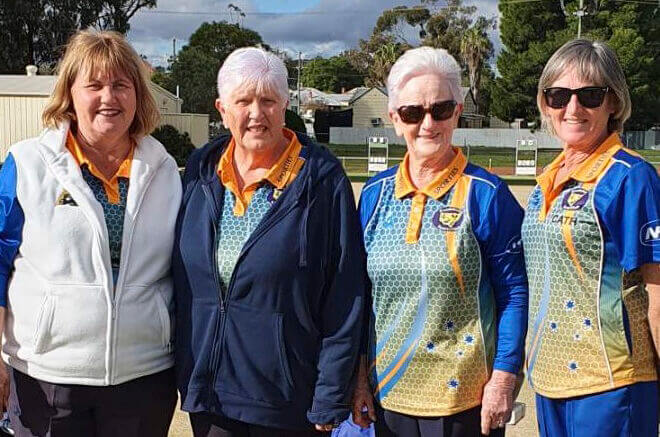 Marilyn Seton and Janelle Taylor were the winners of the Heather Cannon Handicap Pairs competition. Pam Nicholl and Cathy Thompson were Runners Up. Image Credit: Pauleen Dimos.