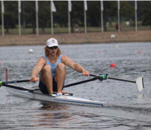 Harry Crouch in the bow (back) with doubles partner Alex Wood. Image Contributed.