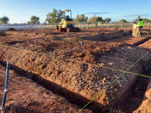 The construction of the new Lachlan Shire Visitor Information Centre at the Utes in the Paddock site on the corner of The Gipps Way and Lachlan Valley Way, Condobolin is now underway. Image Credit: Lachlan Shire Council.