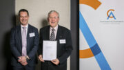 Tony Broadley with David Watkins, after being recognised for his 60 years as a Chartered Accountant. Image Contributed.