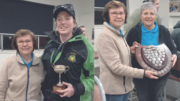 LEFT: Lindy Randall and the 2022 Trundle Ladies Champion Tegan Boden. The runner up was Suellen Taylor. RIGHT: Lindy Randall and Suellen Taylor.