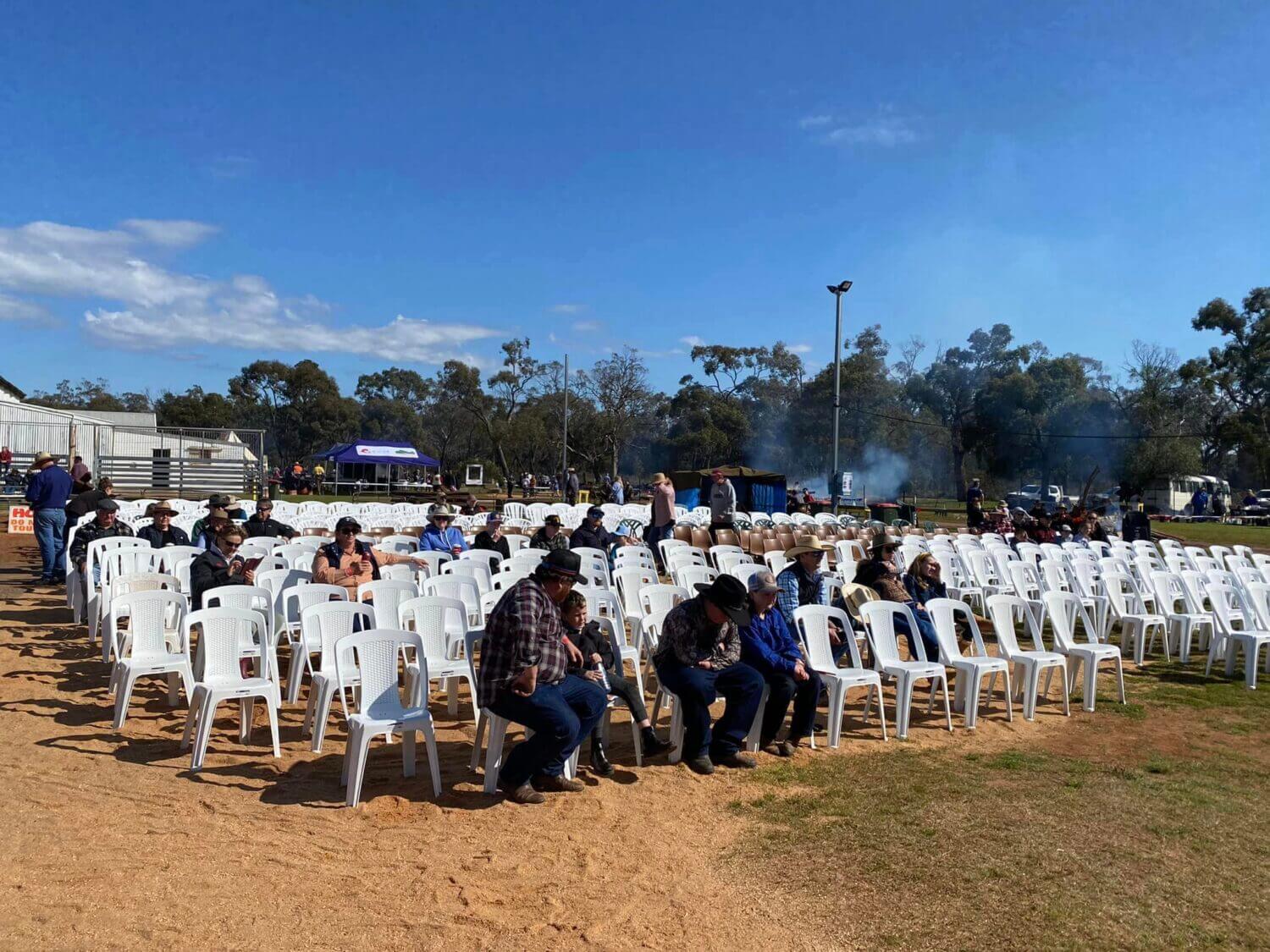 A small crowd gathered at the chairs, ready for a day full of fun. Image Credit: All Occasions Event Hosting Facebook Page.