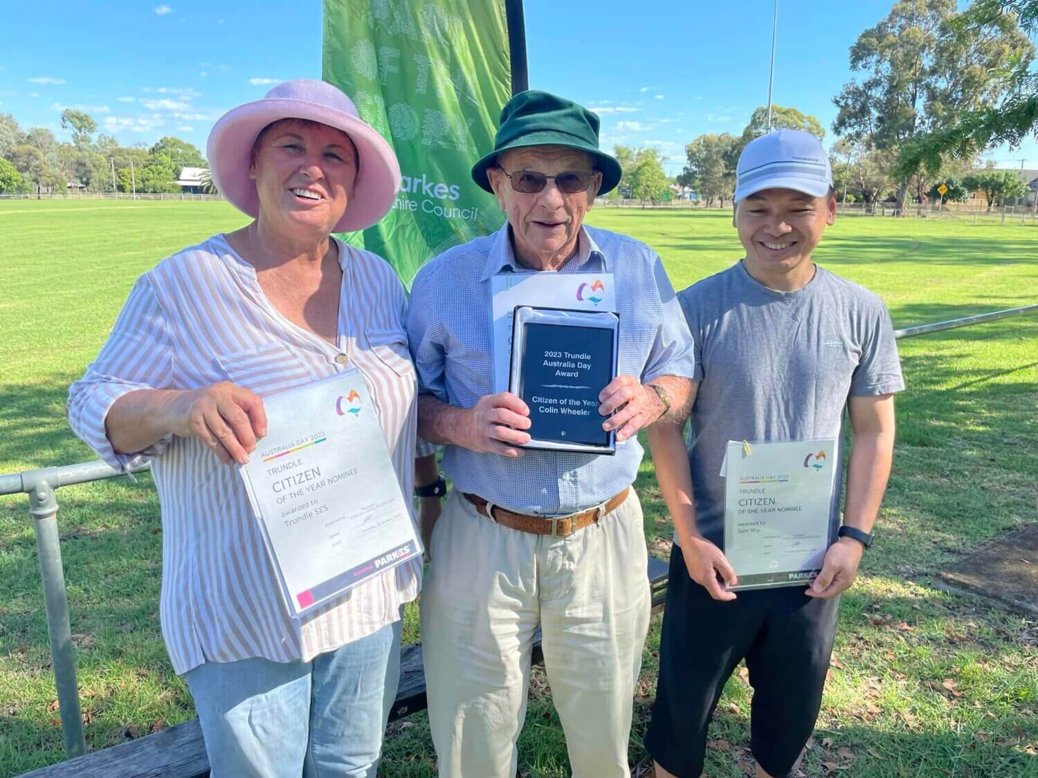 Tracey Farrar (Citizen of the Year Nominee), Tracey also represented the Trundle SES (Citizen of the Year Nominee), Colin Wheeler (2023 Trundle Australia Day Citizen of the Year) and Sam Wu (Citizen of the Year Nominee). Images Contributed.