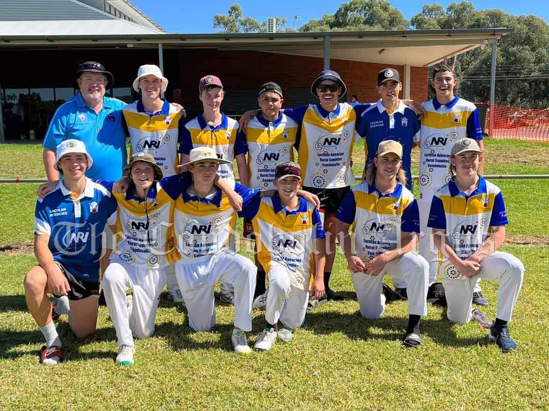 The Condobolin Under 17s team were victorious over Forbes Livestock in a closely contested cricket Grand Final on Saturday, 19 March at the SRA Grounds (Turf). They are pictured with their coach Ian Grimshaw (far left at back). Image Credit: Melissa Blewitt.