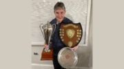 Jan Pawsey won the Lady Golfers Salver for the best 6 net scores over the season and the Madge Grogan Memorial Shield which is given for the five best Stabelford scores over the season. Image Contributed.